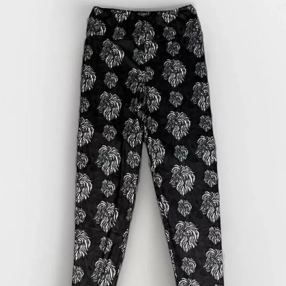 Black Lion Leggings Size Small 92% Poly 8% Spandex